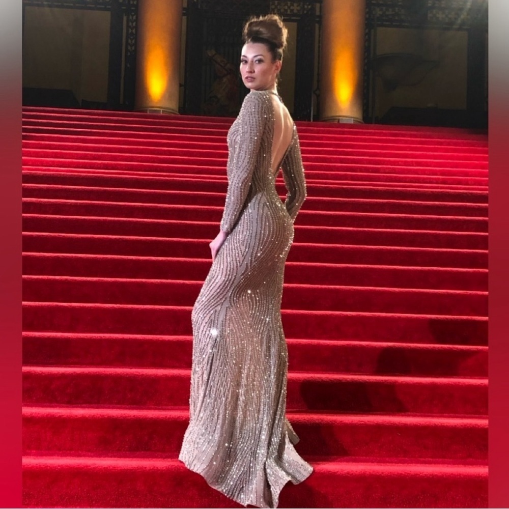 Elegant Silver Evening Gown